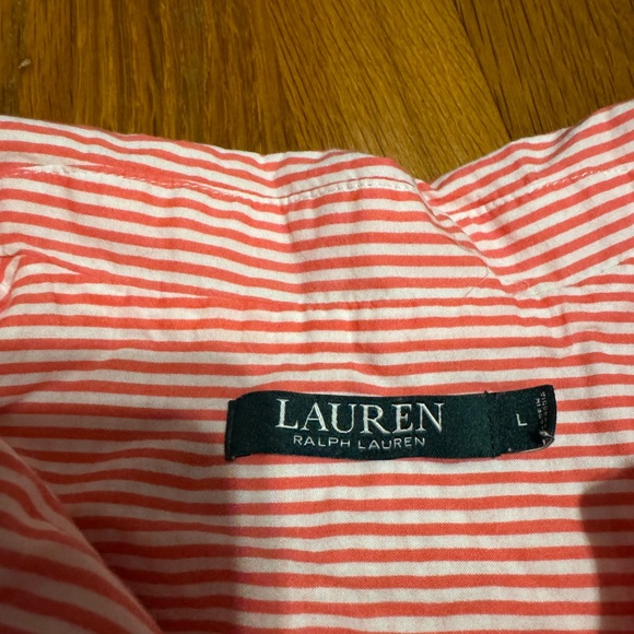 lauren by ralph lauren red and white striped button up - Picture 4 of 8
